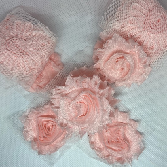 Light Pink lot 28 shabby flowers headbands DIY NEW - Picture 2 of 5